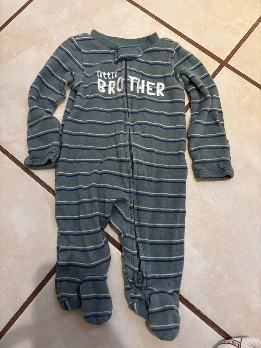 Carter's Boys Footed One-Piece Set in Green, Blue, Cream